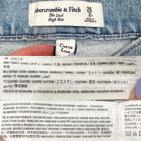 Abercrombie & Fitch The Dad High Rise Criss-Cross Waistband Jeans in Light Wash - Picture 3 of 15